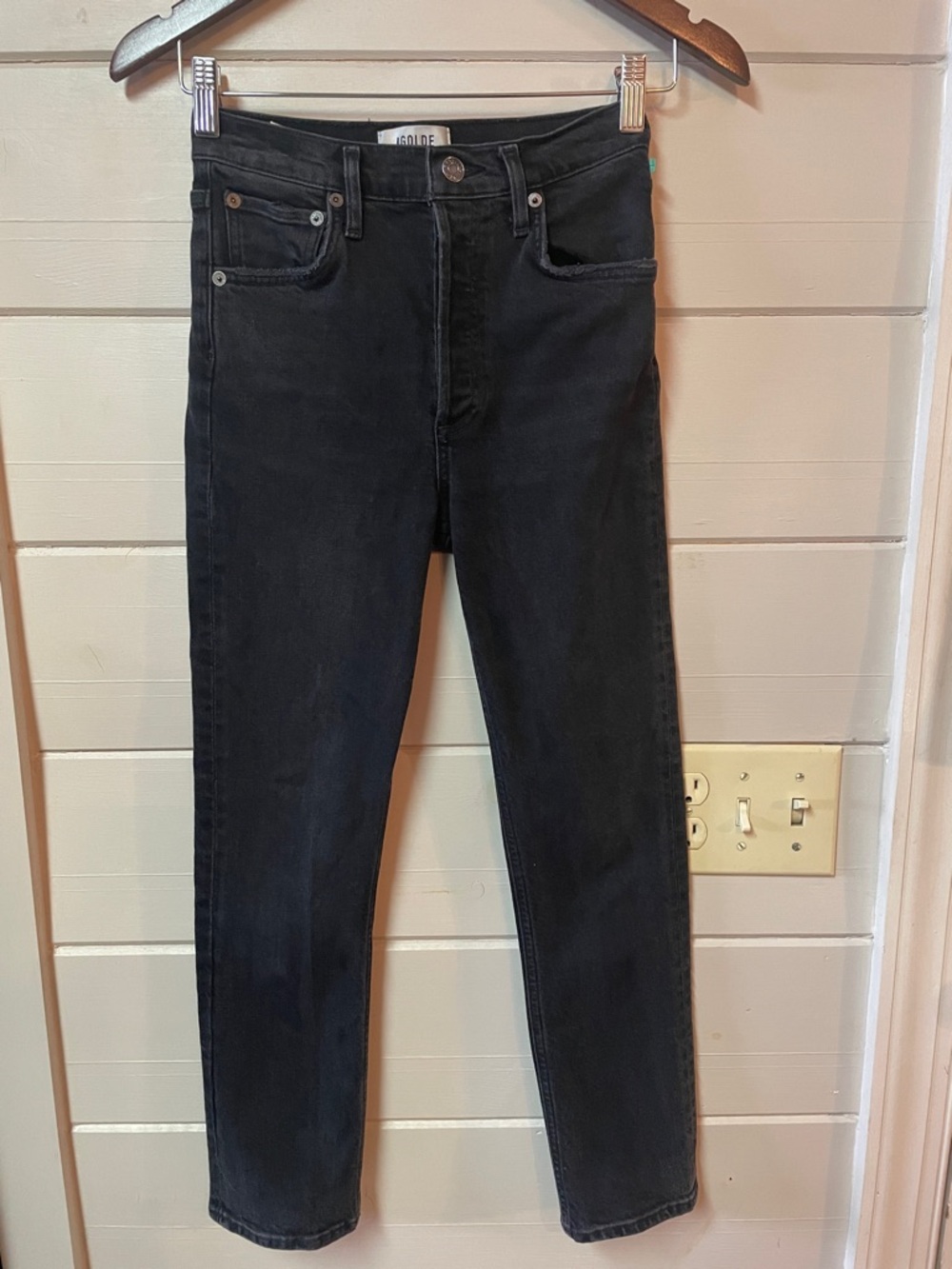 AGOLDE Riley High Rise Buttonfly Black Wash Jeans 
Size 24. - Picture 2 of 10
